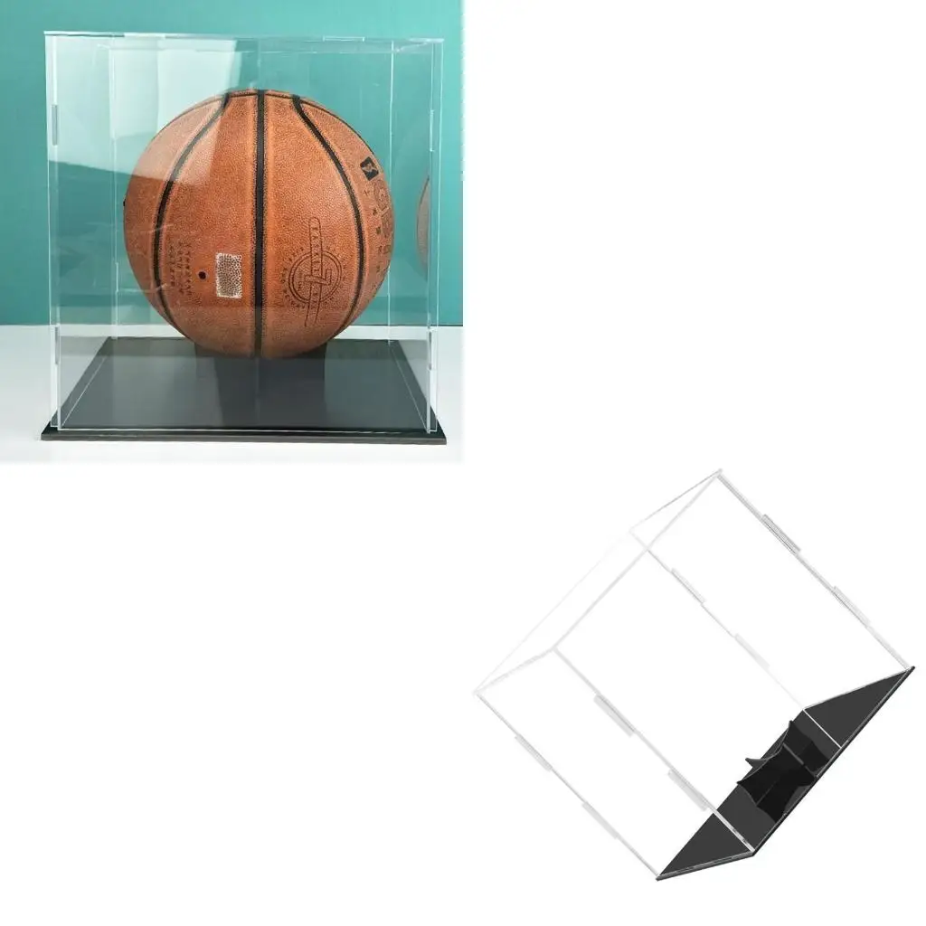 Q39E Basketball Display Case Assemble Countertop Box Clear Acrylic Basketball Holder