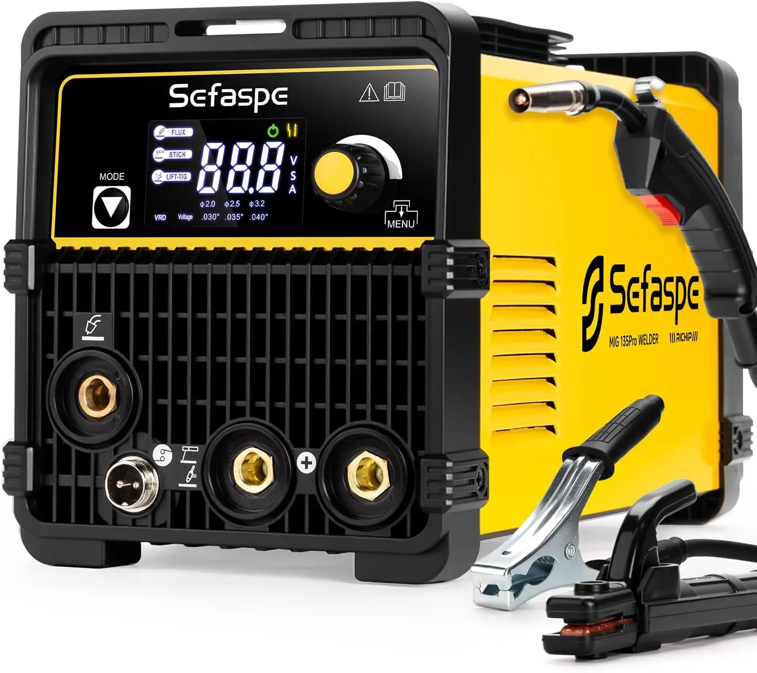

135A MIG Welder, 3-in-1 Flux Core Gasless MIG/Stick/Lift TIG Machine, 110V Plug-and-Play, Smart Synergy Control,VRD Safety
