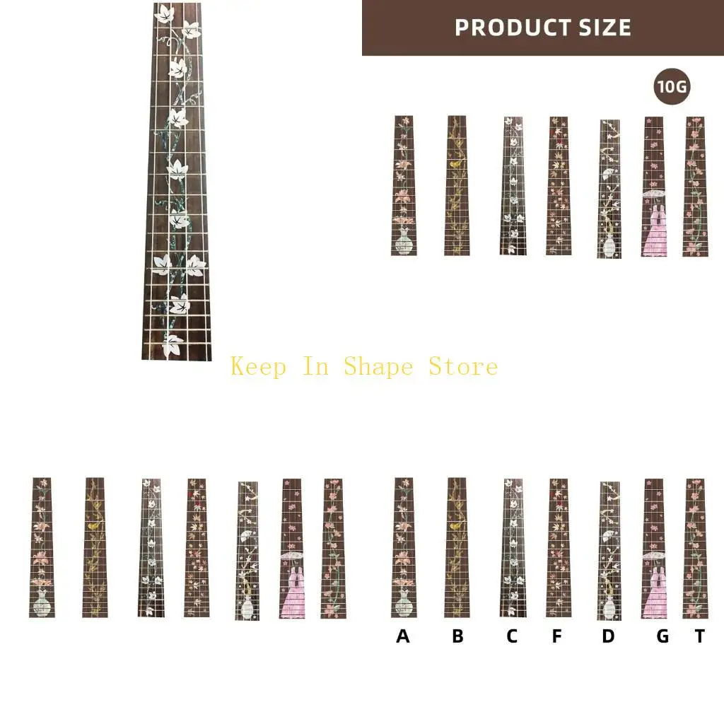 U1JC Guitar Inlay Sticker 23inch Ukulele Fretboard Sticker Note Decal Ukulele Frets Map Label Decals Stickers Decoration