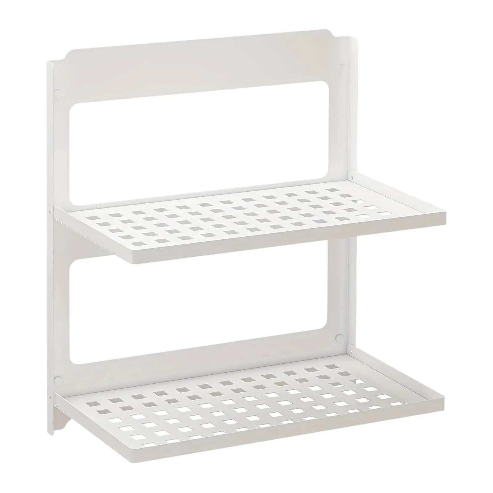 Metal Panels Bathroom Shelves Wall Mounted 2 Tier Folding Display Wall Shelves for Garage Kitchen Loft RV