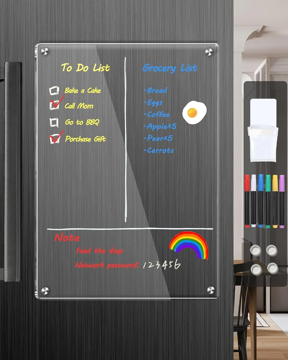 

Clear Acrylic Magnetic Dry Erase Board 12x8 Inch for Fridge