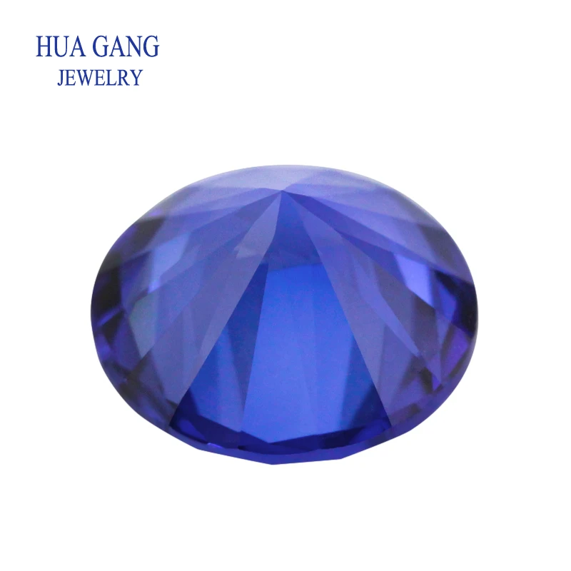 33# Blue Synthetic Sapphire Gems Stone 3.25-12mm Round Brilliant Cut Synthetic Corundum Stone Gems For Jewelry