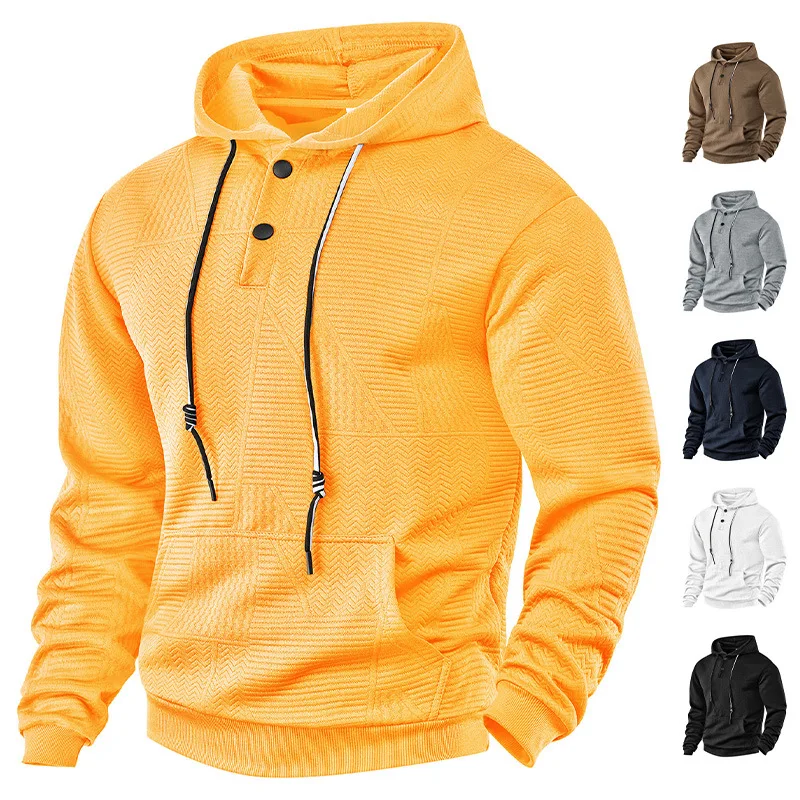 

Spring and Autumn New Pullover Solid Color Casual Sports Loose Trendy Long Sleeve Hooded Sweatshirt for Men