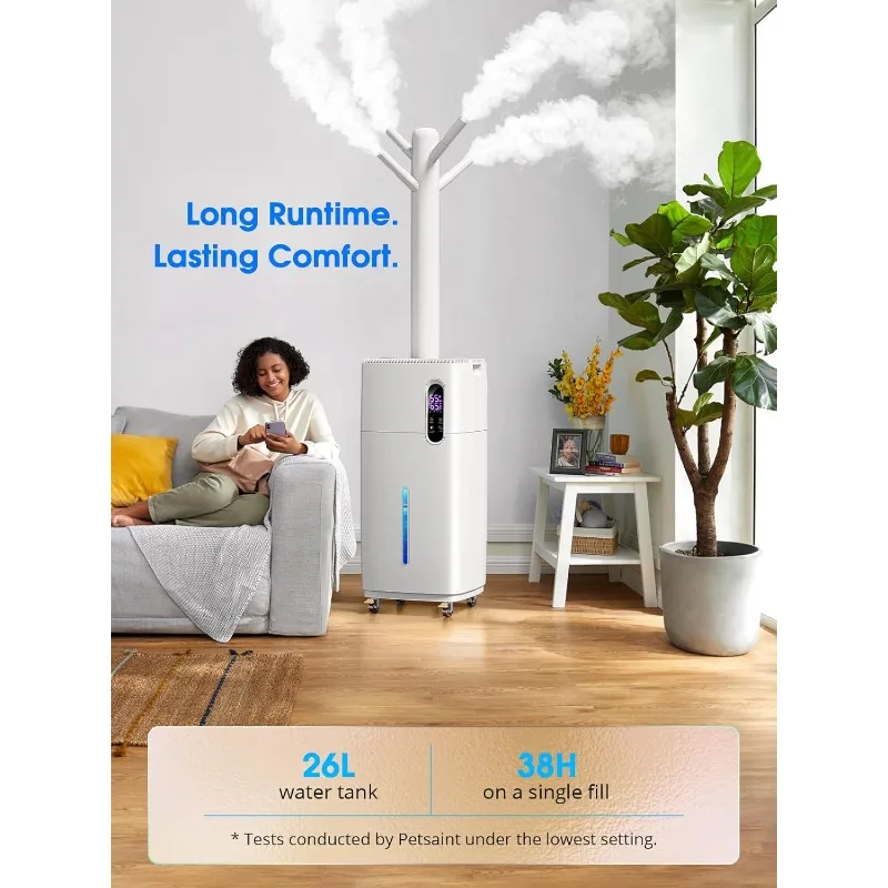 26L/5.7Gal Humidifier for Large Room Up To 3000 Ft², 6-core Atomization, 2000 ML/h Mist Output, Remote Control and 6 Mist Level