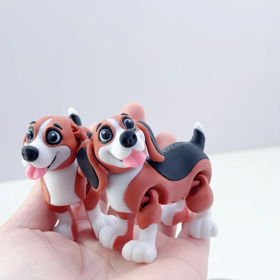 1pc 3d Printed Cute Beagle Model With Movable Limbs Plastic Animal With Movable Joints, Creative Desktop Decoration Sculpture