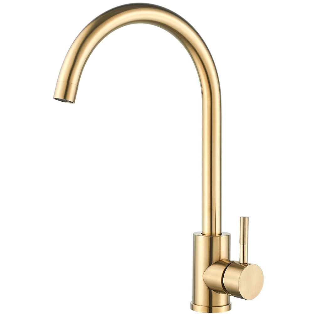 

For Home Use Hot Cold Water Mixer Brushed Gold Mixer Tap Home Improvement About 338*200 Mm Steel Flexible Access