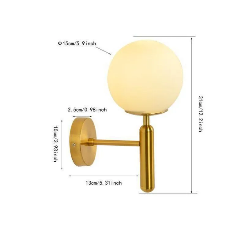 Glass Ball Modern Wall Lamp Simple Bedroom Bedside Led Wall Light Living Room Corridor Corridor Model Kids Room Led Lamps