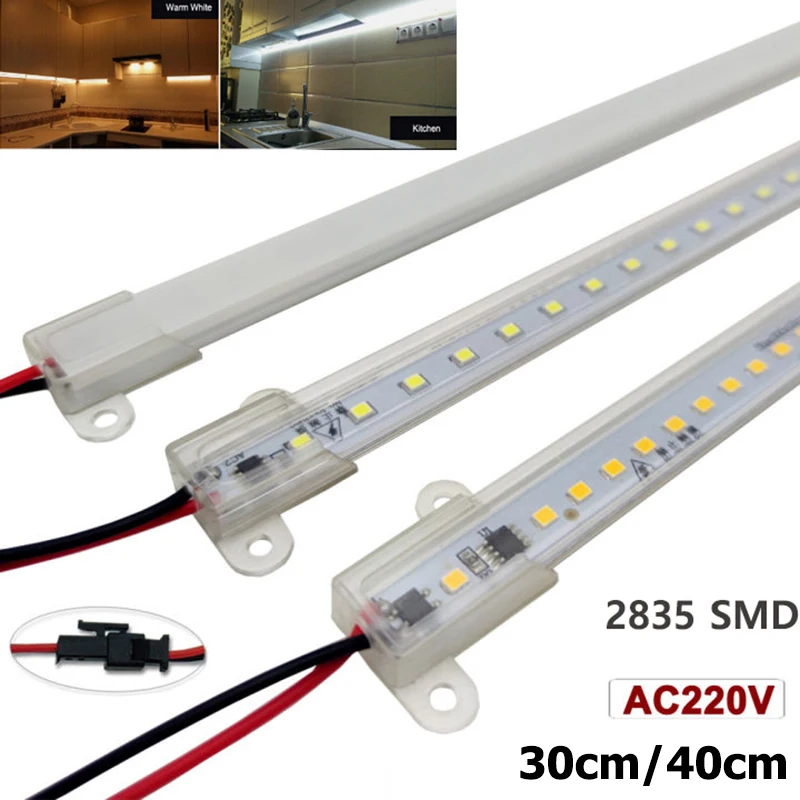 30CM/40CM Led Tube Light Bar Lights Window Display 72leds Home Kitchen Strip Night 3000k High Brightness Milky Shell