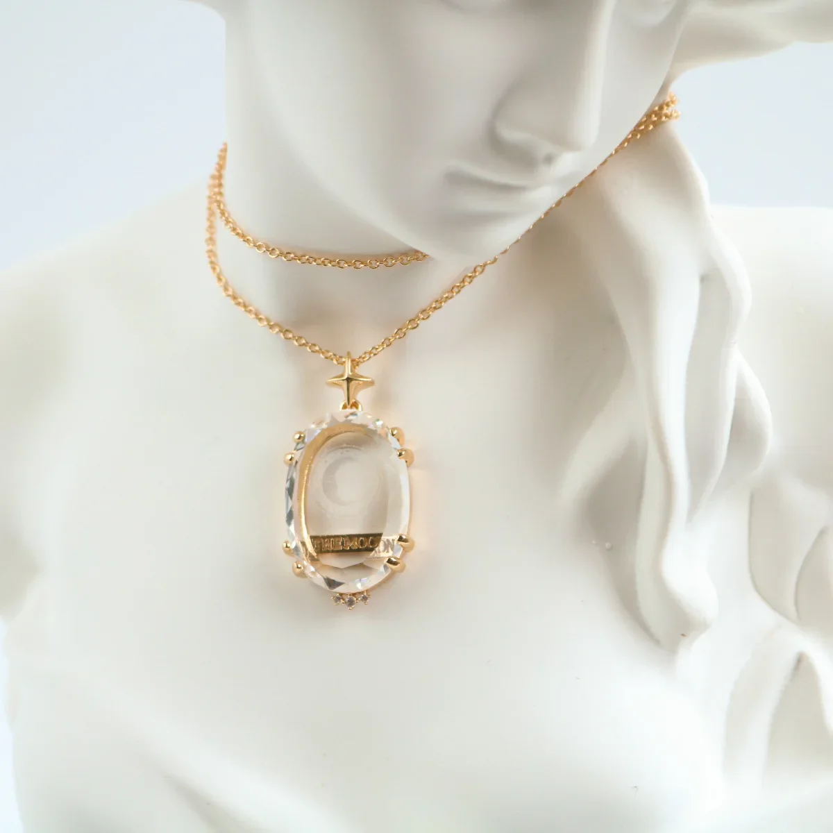 Crystal Tarot Card Necklace Transparent Pendant, Sun Moon Star Clavicle Chain Jewelry Gifts for Women Men