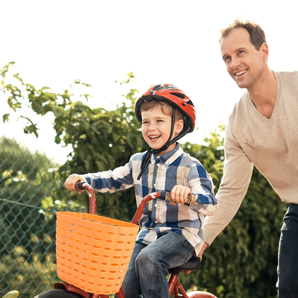 

2pcs Bike Basket Front Handlebar Kids Bag Tricycle Accessories Lightweight Durable Plastic Material Water Resistant Storage