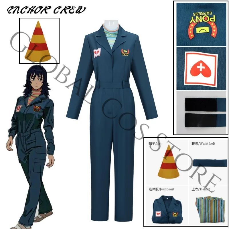 Anya Cosplay Costume Anime Mummy Captain Nurse Women's Blue Jumpsuit Cos Full Set Hat Workwear Jumpsuit for Halloween Outfit