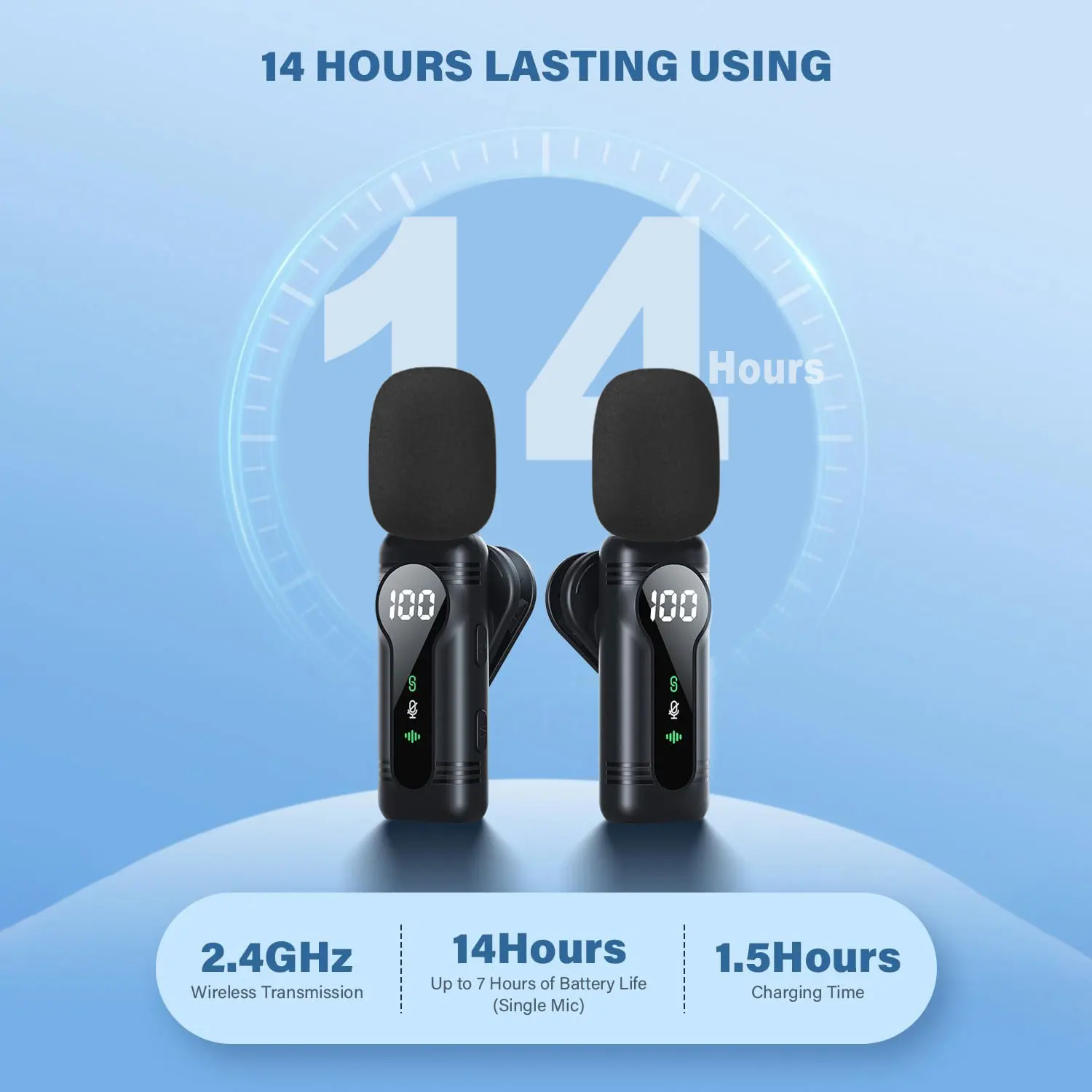 Professional Wireless Lavalier Microphone Noise Cancelling&Magnetic Portable Clip-on Mic for iPhone Android PC Live Interview