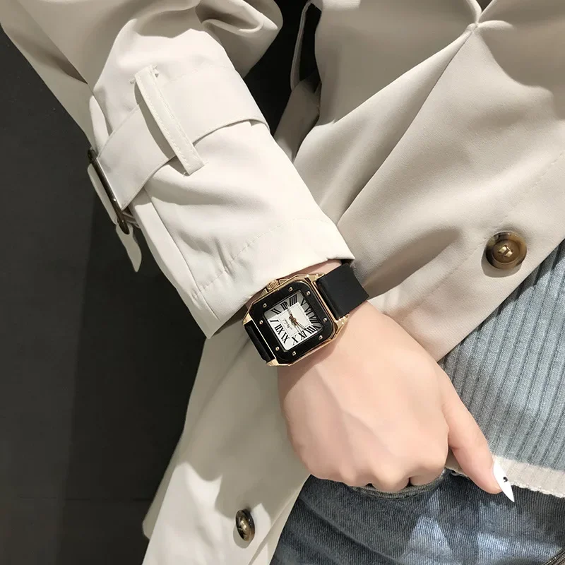 Retro square hand quartz women's watch domineering luxury large dial elegant  temperament atmospheric women's fashion genuine