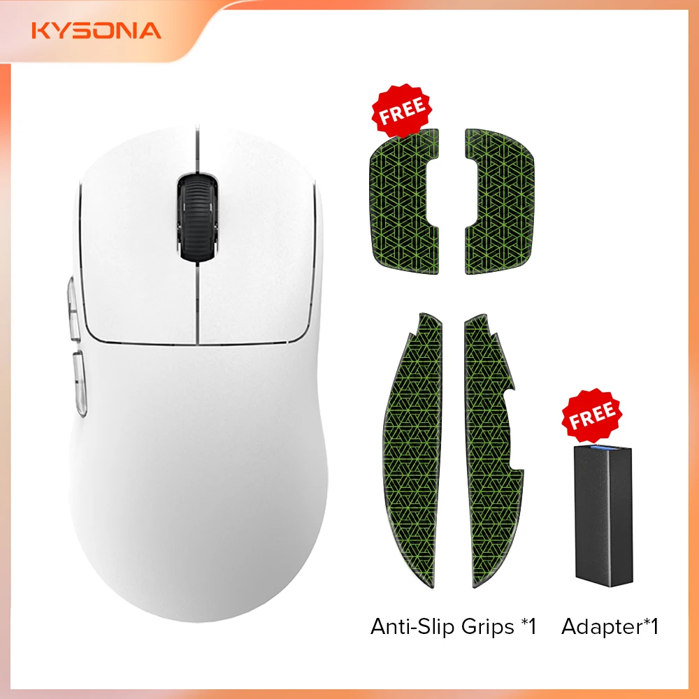 Kysona Aztec Red Wireless Gaming Mouse PAW3395 55g Ultra-Light 26000DPI 6 Buttons 90 Million Optical Computer Mice For Laptop PC