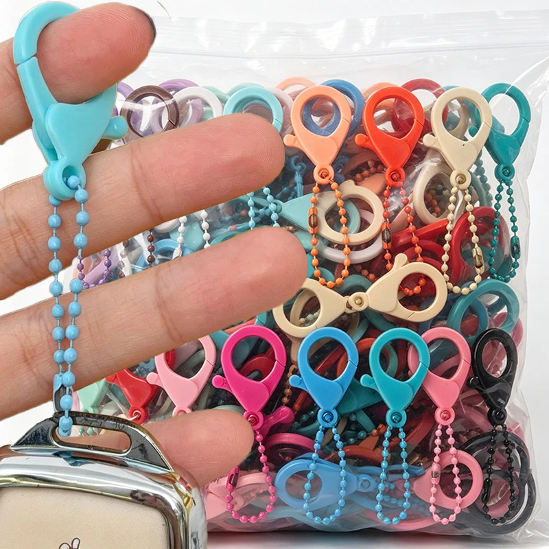 10/20/40pcs Colorful Keyrings with Chains Lobster Clasps for DIY Jewelry Making Keychain Connector Hooks Bags Holder Buckle