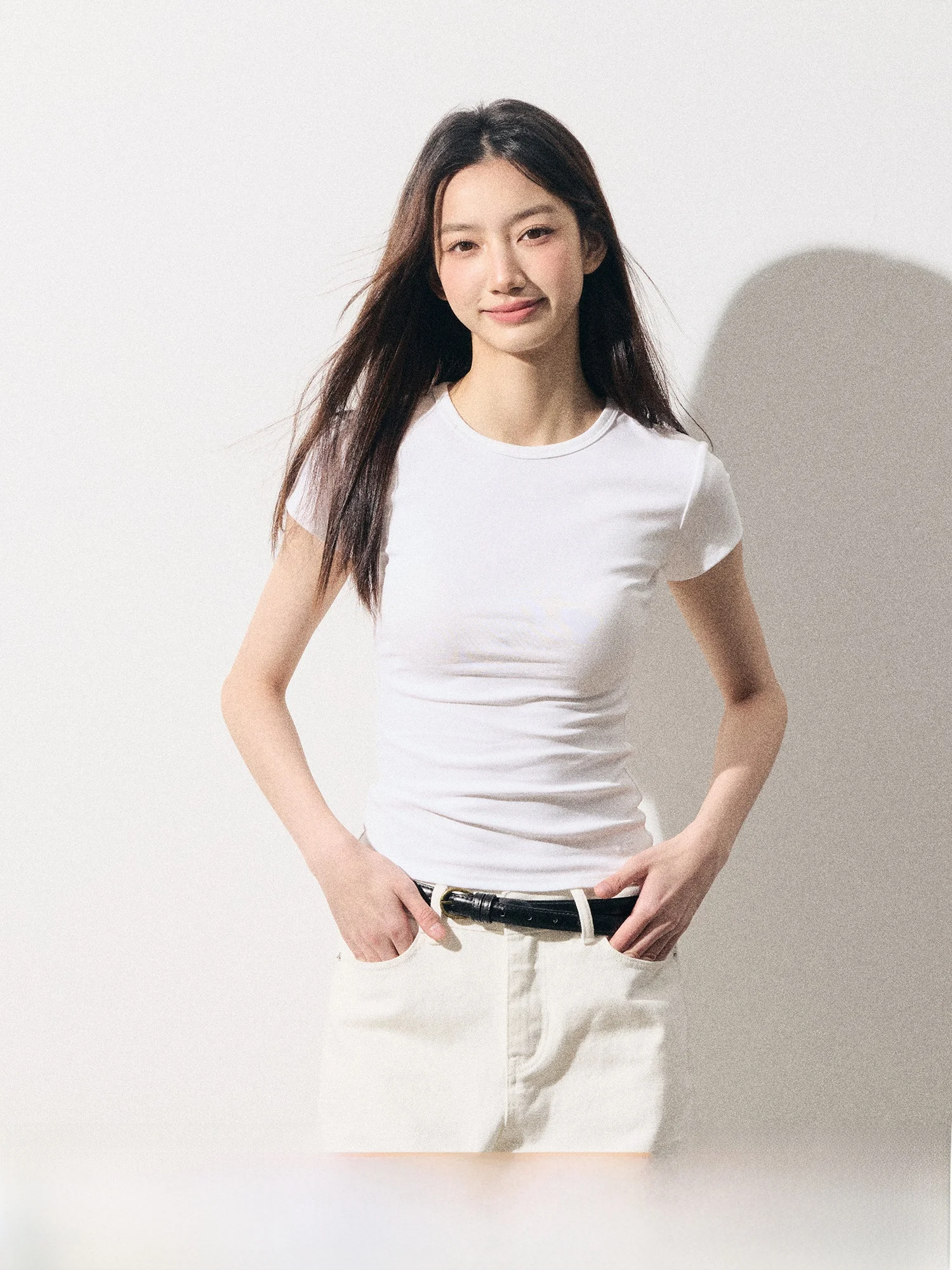 

Slim Fit ort Sve T-irt RPB Brand Casual Sle Elastic Waist High Quali Faionable Commuting irt for Women