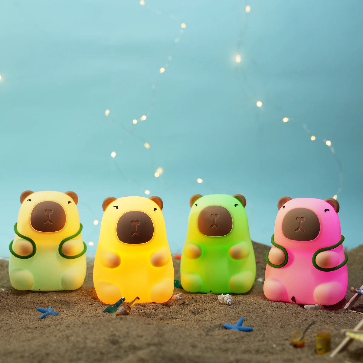 Cute Capybara silicone light for children with a small night light gift USB rechargeable animal touch bedside sleep light