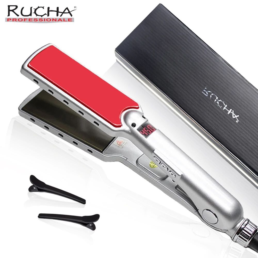 

High Temperature Titanium Flat Iron Keratin Hair Straightener Professional MCH 480℉ Wide Floating Plates Straightening Irons