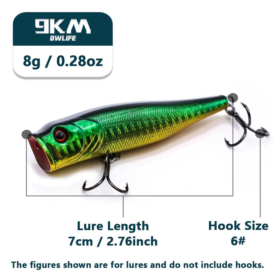 Popper Angelköder Salzwasser 7 ~ 9 cm Striper Hecht Lachs Köder Bass Topwater Angelköder Popper Angelstopfen mit Drillingen