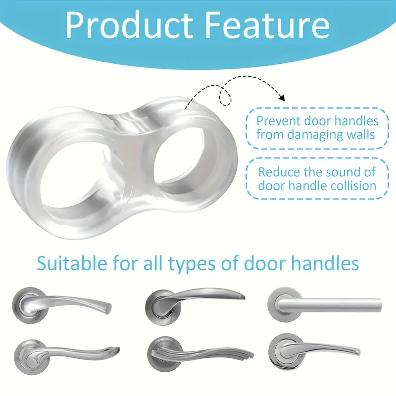 12pcs Door Barrier Protector-Transparent Silicone Door Handle Bumper, Non Adhesive Wall Protection,Suitable for Blocks, Knobs