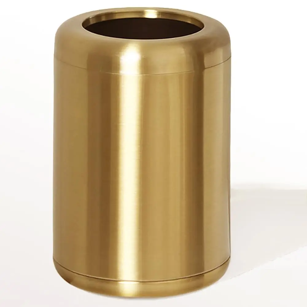 8L/2.1gal Brushed Nickel Gold Trash Can,Small Gold Trash Can,Brass Trash Can for Bathroom,Powder Room,Bedroom,Office (Gold)