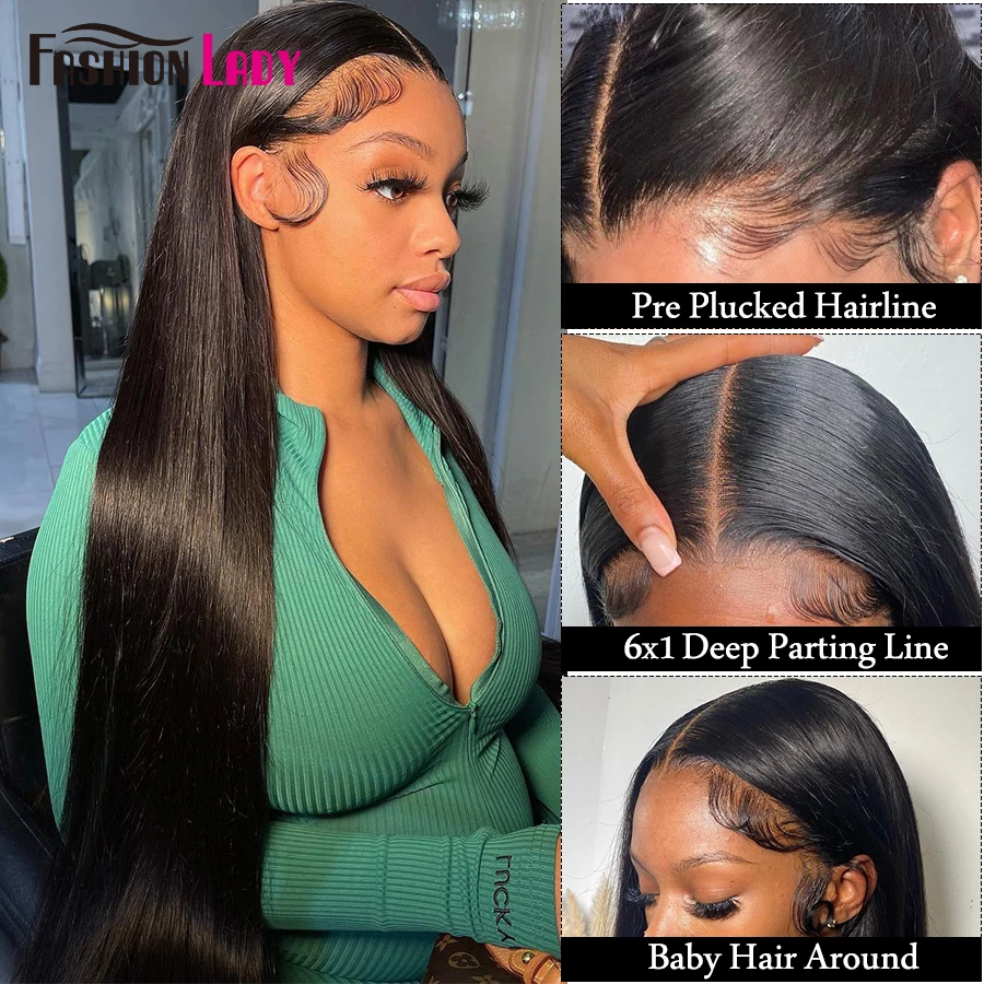 32inch Straight Lace Front Wig Human hair 13x4 HD Lace Frontal Wig 4x4 Closure Wig Brazilian Hair Wigs For Women 150% Density