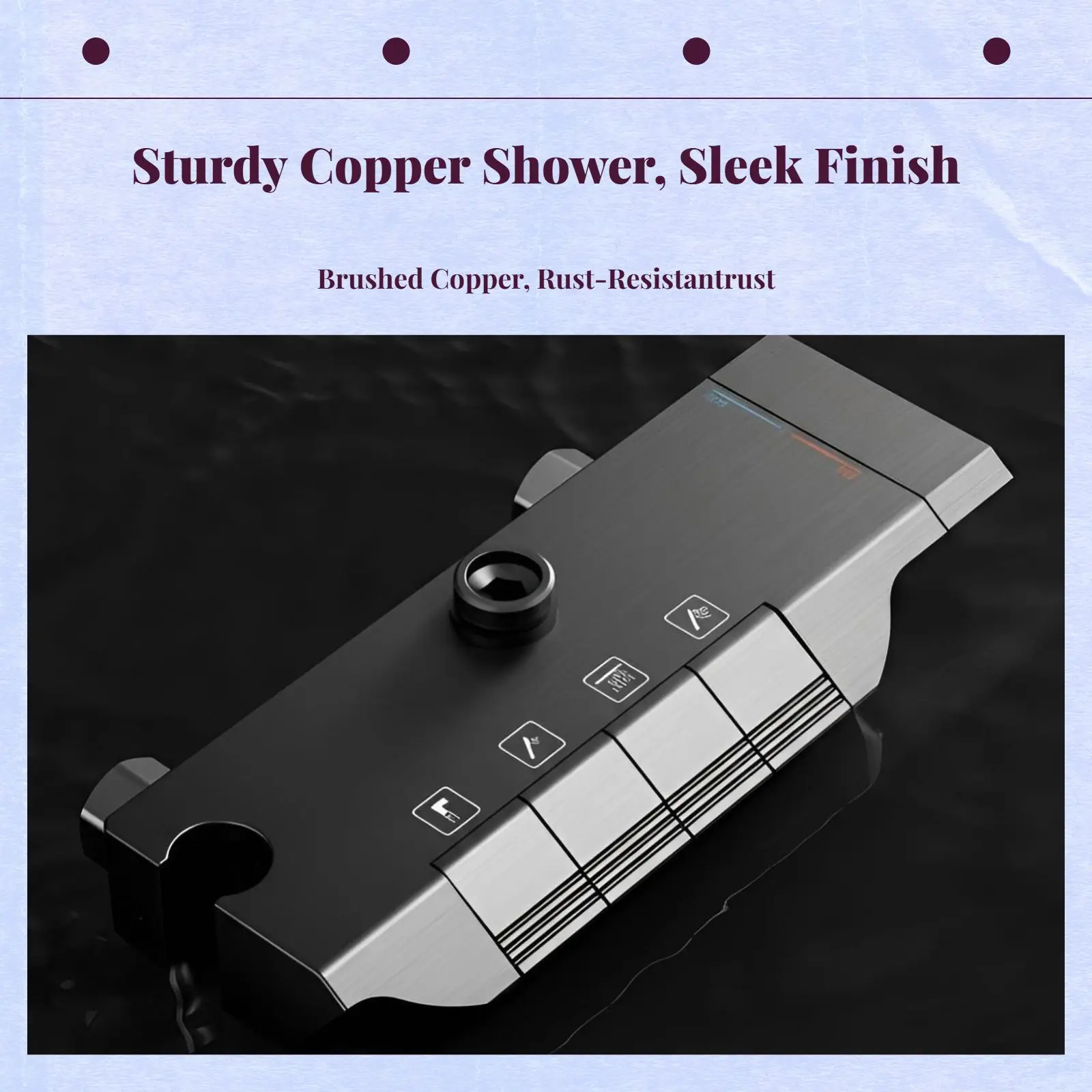 مجموعة دش يتم التحكم فيها بدرجة الحرارة، صنبور دش مطري نحاسي، مجموعة محمولة مضغوطة للحمام