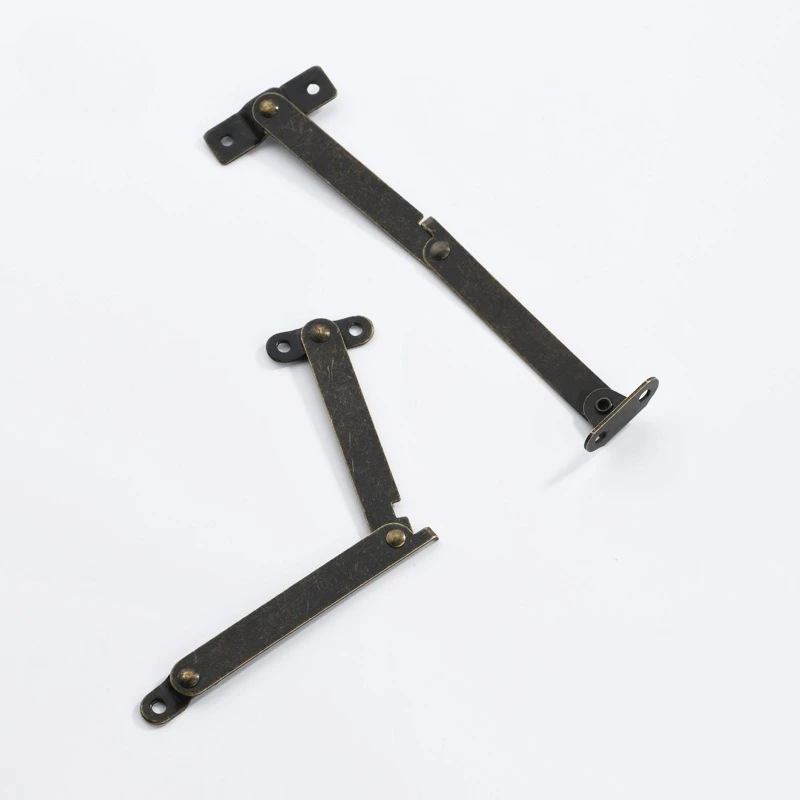 6pcs Antique Brass Bronze Lid Support Hinges Jewelry Chest Wooden Box Cabinet Furniture Accessories Limit Stay Hinge With Screw