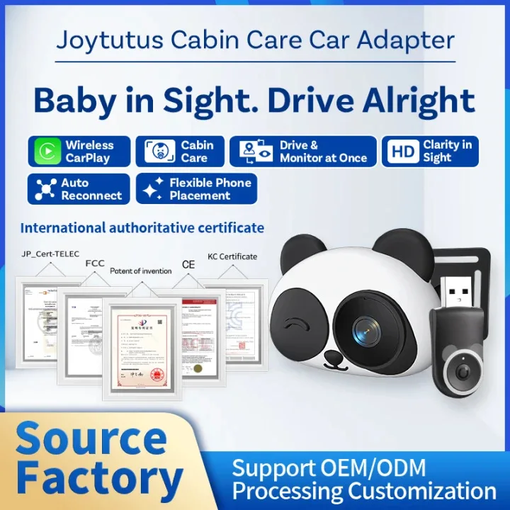 Wireless CarPlay Adapter Portable Car Play Dongle with Rear Seat Baby Monitor Camera for iPhone Android Car Radio Upgrade view 2