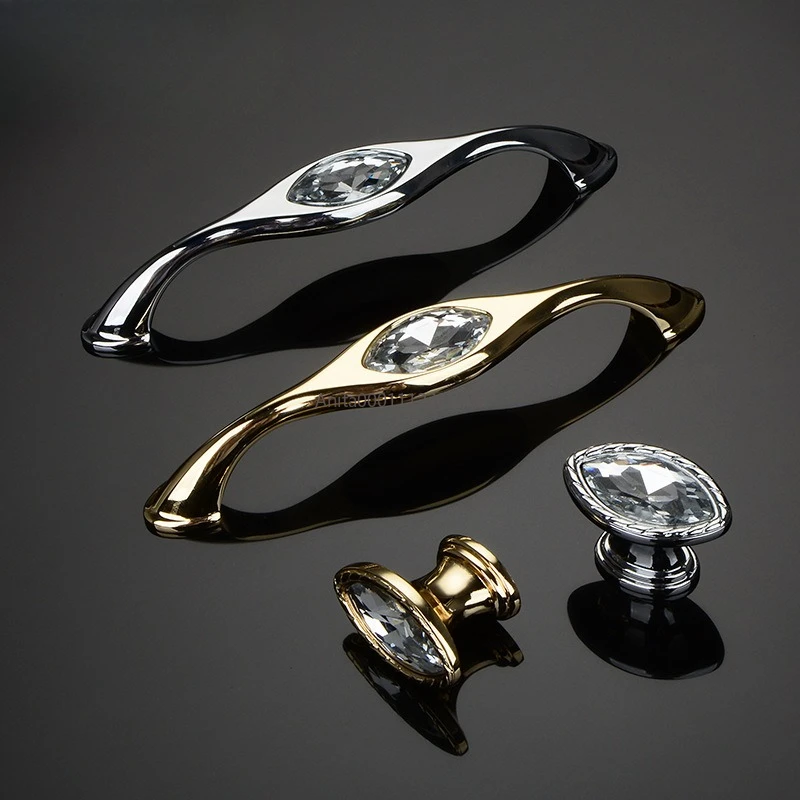 Zinc Alloy Crystal Handle, Golden/silvery High-end Wardrobe Cabinet Handles, Shoe Cabinet Handle Drawer Knob Diamond