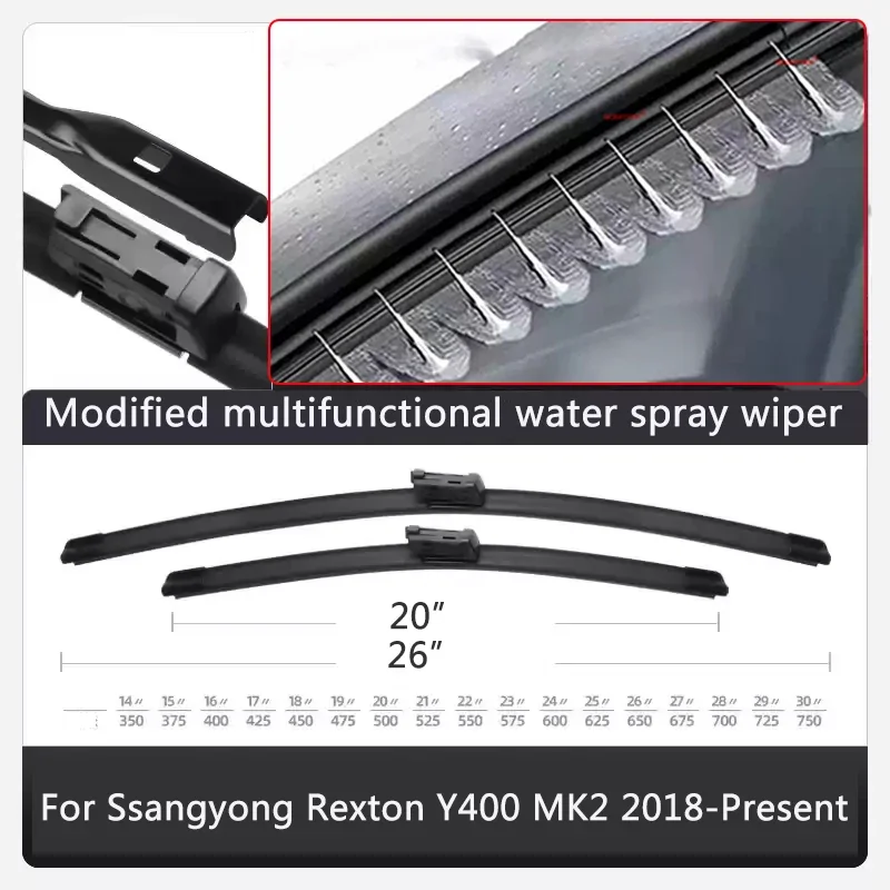 2pcs Car Modify Windshield Water Spray Wiper For Ssangyong Rexton MK1 Y400 MK2 2002-2027 Auto Wet Arm Wiper Cleaning Accessory