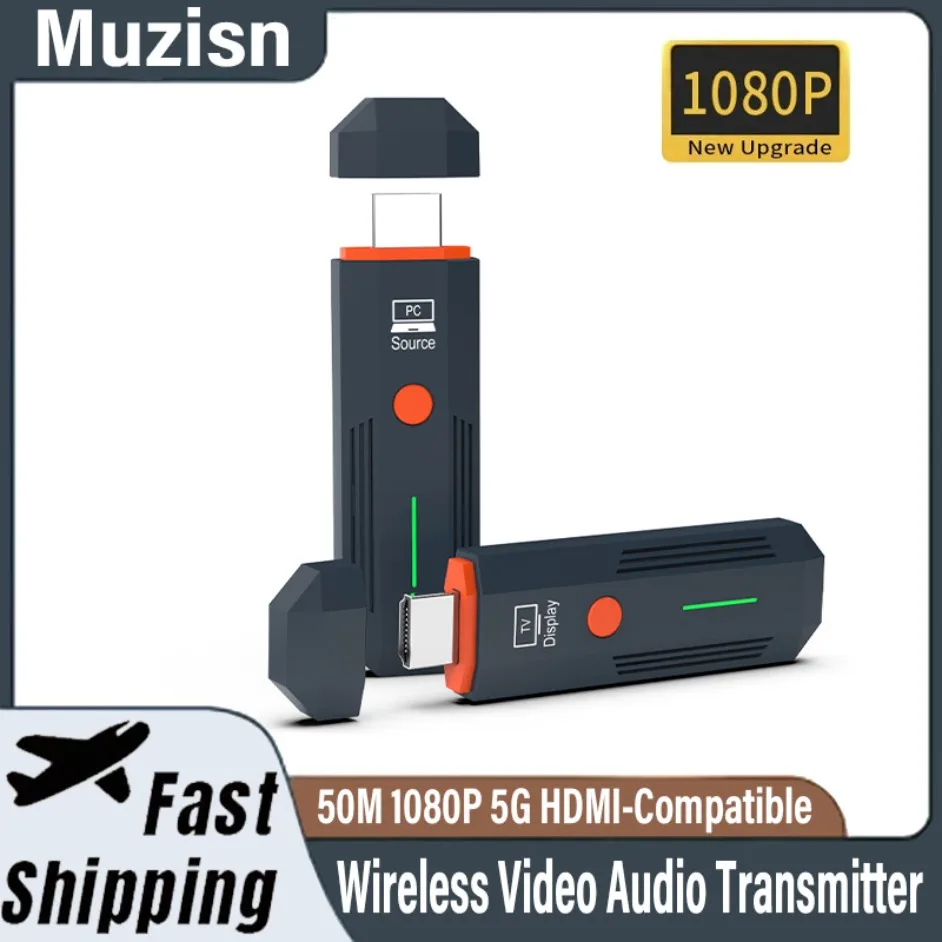 

50M Wireless HDMI-Compatible Video Transmitter Receiver Kits Adapter TV Stick Dongle 1080P for Laptops PC Monitor Projector