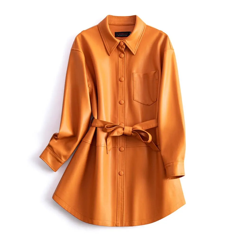 Kafu Landi-Chaqueta de cuero para mujer, ropa de abrigo versátil de estilo coreano, holgada, adelgazante, de talla grande, otoño