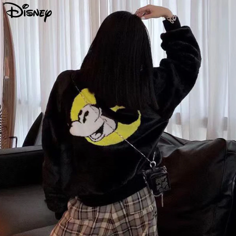 Imagem -04 - Cabolsas de Inverno Bordados Disney-mickey Mouse Cabelo Imitado de Coelho Top Algodão Cabolsas Casuais Soltos Moda Nova Chegada 2023