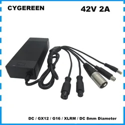 36V 2A Lithium Charger 42V 2A For 10S 36 V Li-ion Battery Charger DC GX12 GX16 XLRM 8 mm (OD) 5 in1 Plugs