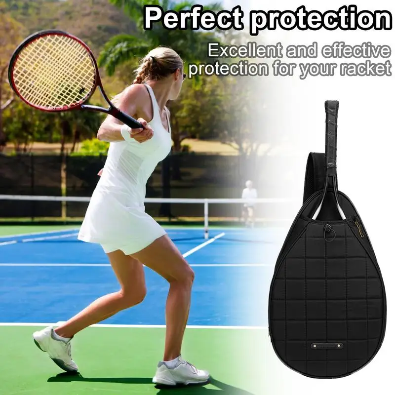 Crossbody Tennis Bag Tennis Racket Protective Bags with Elastic Cord Large Capacity One Shoulder Badminton Racket Storage Bags