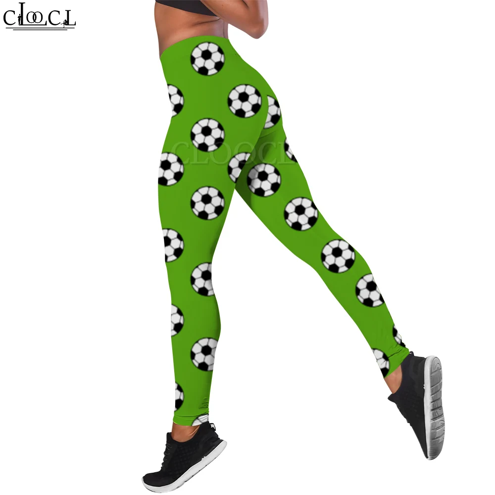 CLOOCL Women Leggings Soccer pattern Print Trendy Casual Trousers Outdoor Jogging Push-Up Yoga Pants Sports Tight Trousers