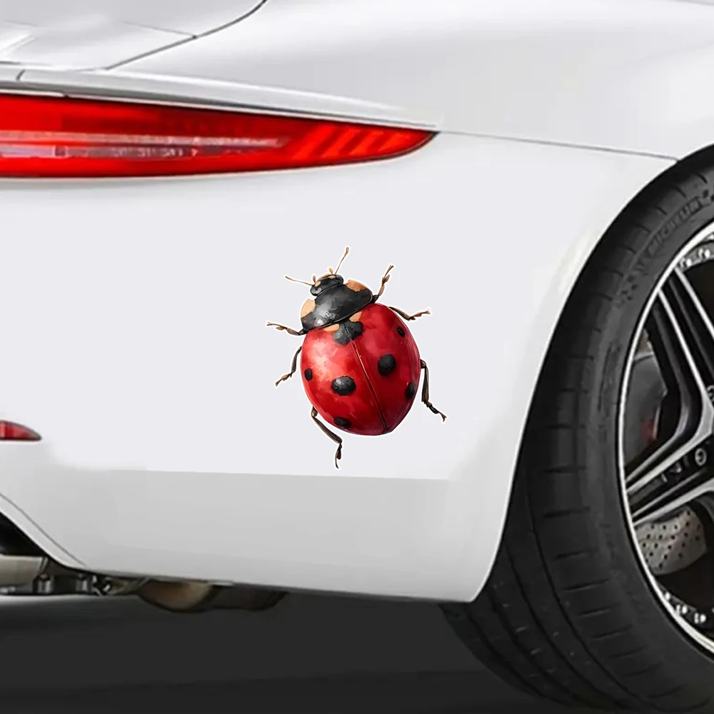 11x13cm Red Ladybug Stickers, 2D Flat, Suitable for Car Rear, Motorcycle Surface, Truck, Laptop, Window, Wall, Glass, Metal,