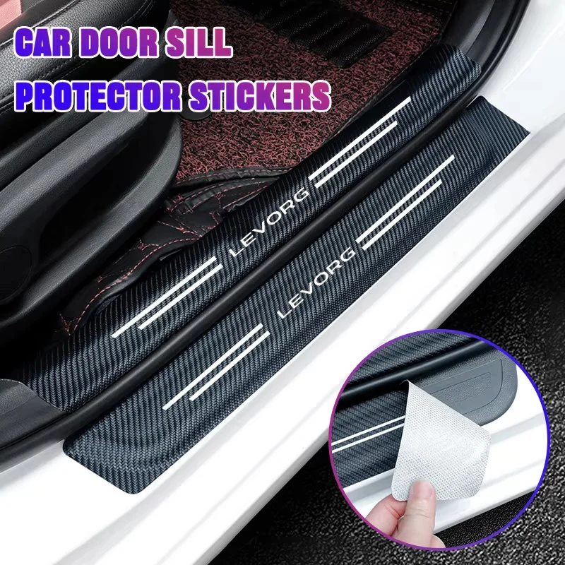 Carbon Fiber Anti-Scratch Waterproof Sticker For Subaru Levorg Logo Rear Trunk Bumper Threshold Decal Stickers Auto Accessories