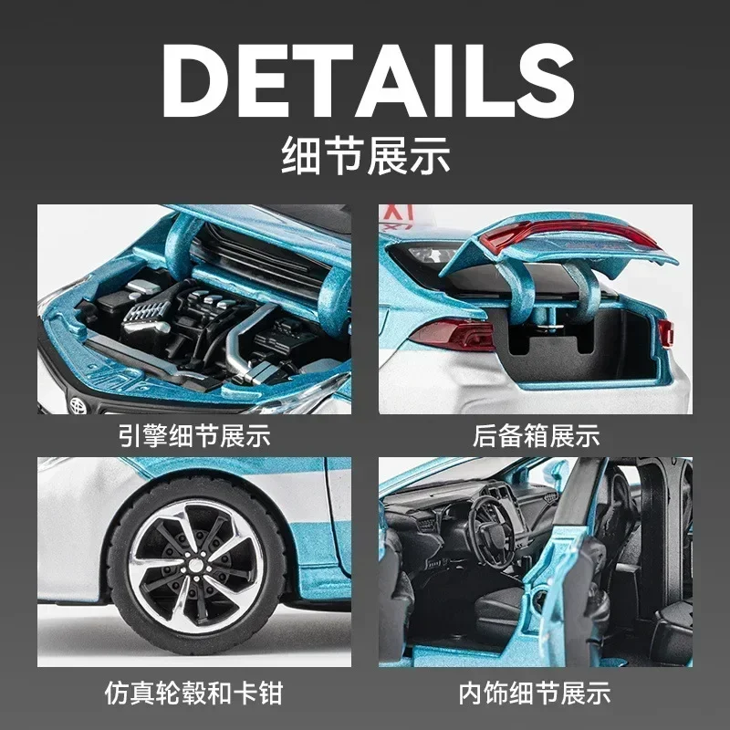 1:32 Toyota Corolla VW CC Audi RS7 TAXI High Diecast Metal Alloy Model car Sound Light Pull Back Collection Kids Toy Gifts