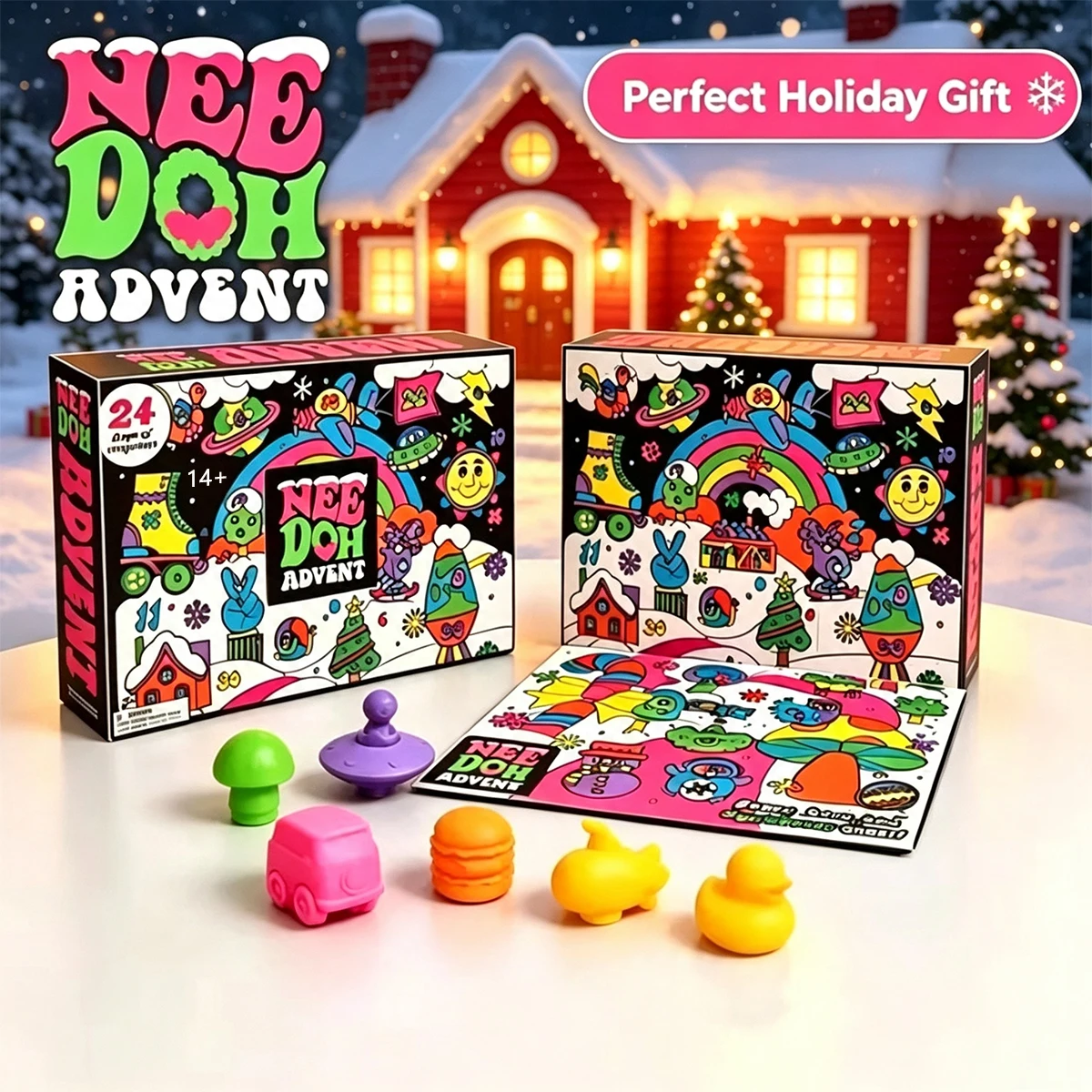 2026 NeeDoh Advent Calendar 24Pcs 3D PVC High Quality Fidget Doll Christmas Countdown Calendar Surprise New Year Gift Party Gift