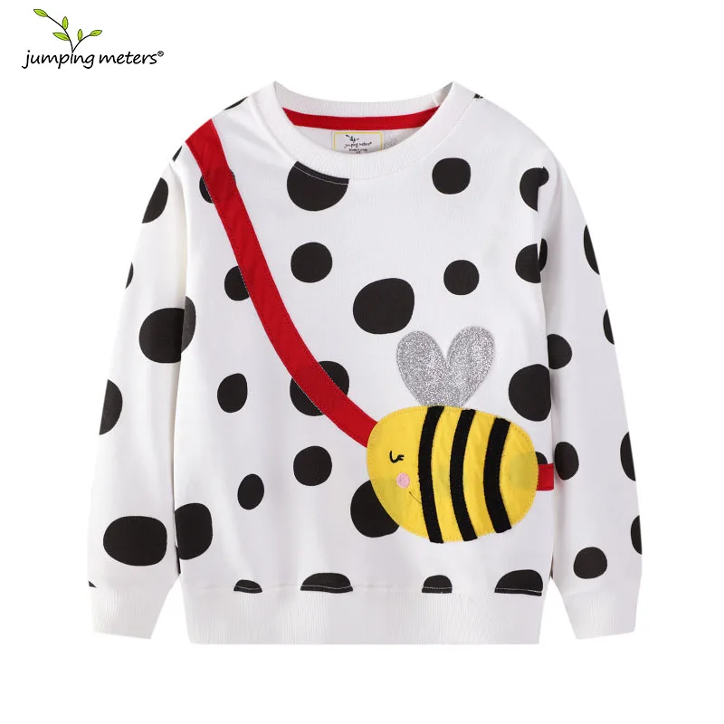 

Jumping Meters 2-7T Bee Applique Girls Sweatshirts Autumn Spring Cotton Boy Girl Long Sleeve Children's Clothing Toddler Shirts