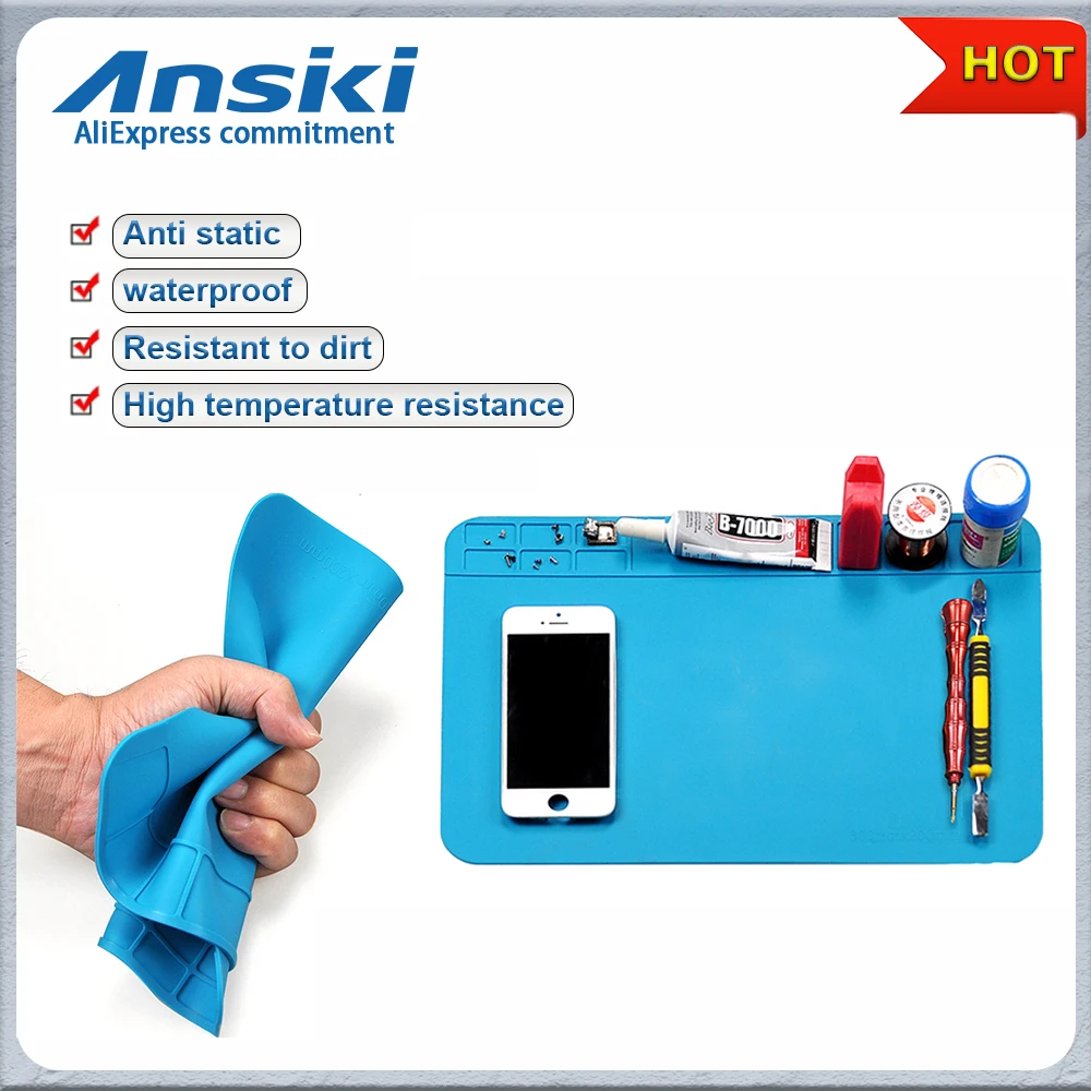 

300x200mm Repair welding work pad High Temperature Resistant Silicone Pad ESD Anti-Static waterproof for Repair tool kit