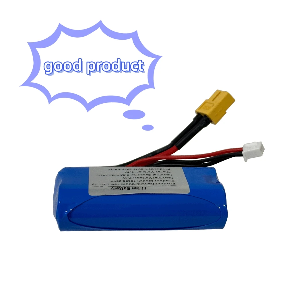 7.4V 3000mAh 2S1P 18650 Lithium Ion Battery Pack XT60 Plug，Great for model airplane