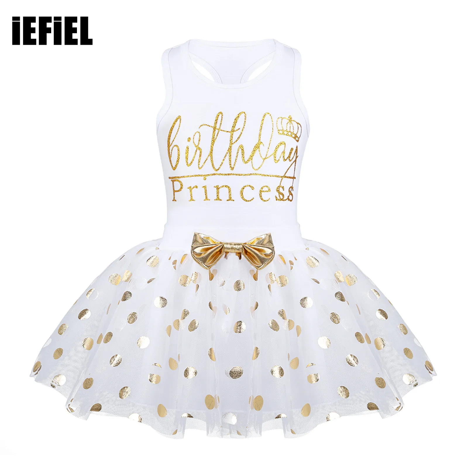 

Baby Girls Princess Clothes Set Sleeveless Crop Tops with Shiny Polka Dots Skirt Kids Girls Cosplay Party Costume Outfit