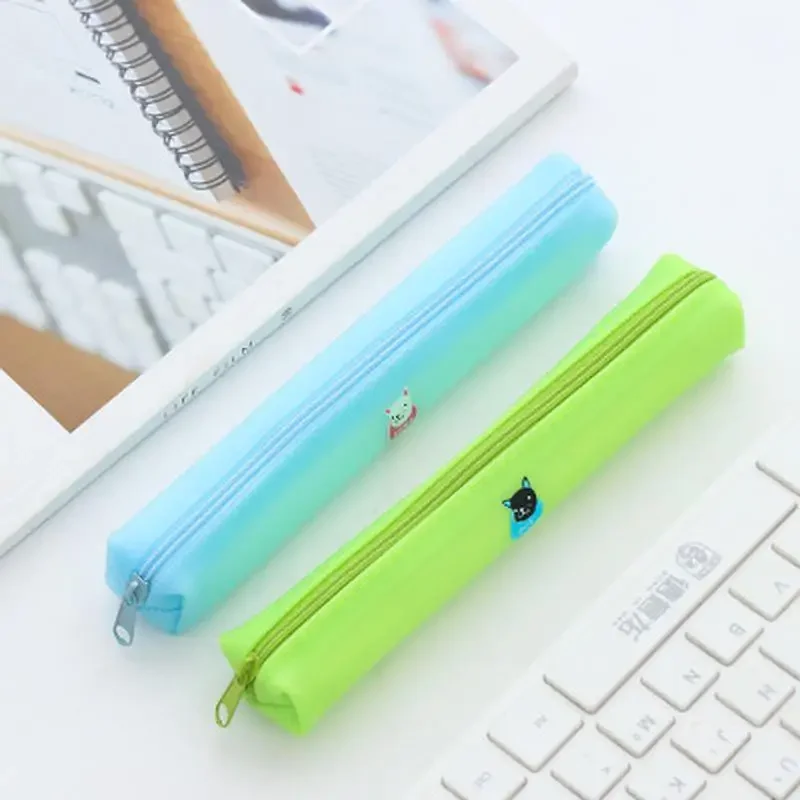 Long Strip Candy Color Dog Pencil Bag, Material de papelaria caso, material escolar, bonito