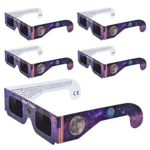 5PCS Premium Eclipse Eyeglasses AAS Approved Solar Glasses CE and ISO Certified HD Filter Film Crisp Image Goggles Paper Eyewear