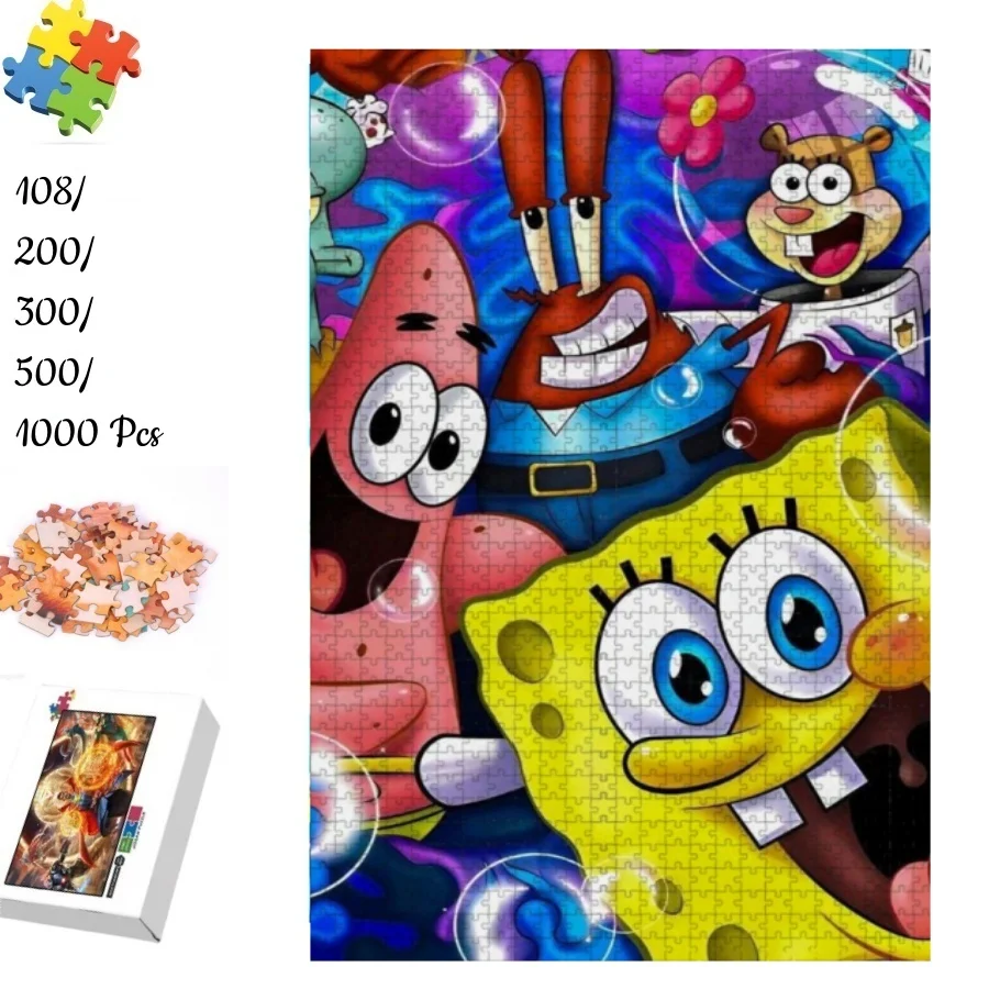 Spongebob Squarepants Characters Close Up Jigsaw Puzzles Spongebob Patrick Star Mr Krabs Sandy Cheeks Kids Adult Toy Gift