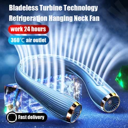 Hanging Neck Fan USB Bladeless Turbo Small Neckband Fan Rechargeable Mute Portable Home Outdoor Fan Folding Electric Cooling Fan