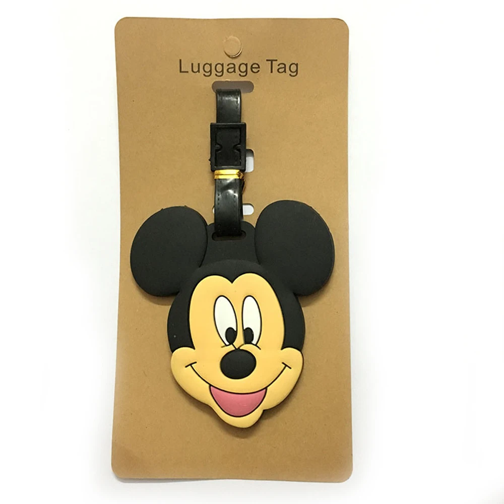 Cute Mickey and Minne Luggage Travel Accessories Tag Silica Gel Suitcase ID Addres Holder Baggage Boarding Tag Portable Label